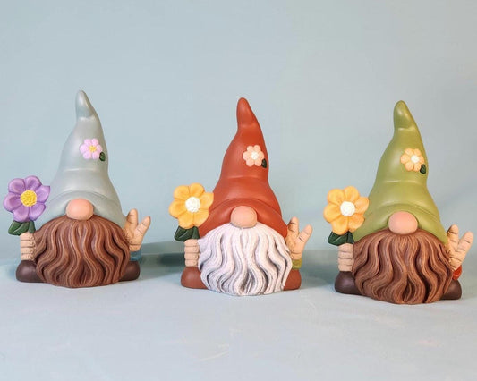 Nordic Garden Gnome: Groovy Forest Flower Power Cake Topper - Swedish Inspired Spring Decor