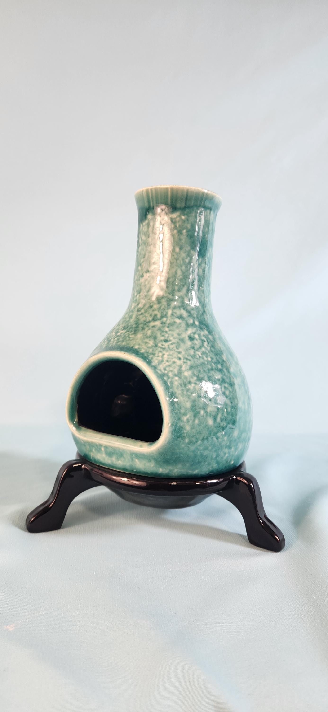 Base for Rustic Ceramic Chiminea: Boho Candle & Incense Holder for Garden, Patio