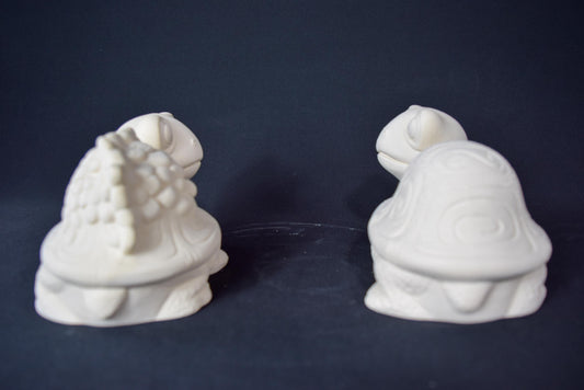 Unpainted Ceramic Turtle Pair - DIY Bisque Clay Pottery Art Project for Garden Decor