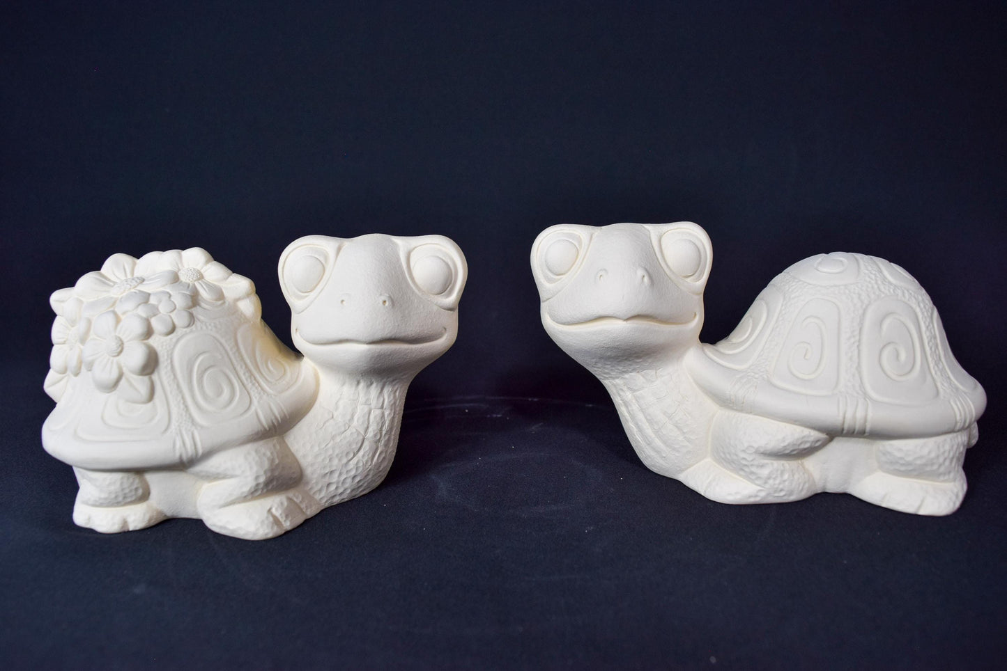 Unpainted Ceramic Turtle Pair - DIY Bisque Clay Pottery Art Project for Garden Decor