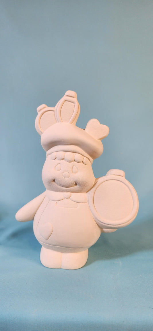 DIY Gingerbread Baker Ceramic Christmas Ornament - Unpainted Bisque Ready for Painting Project