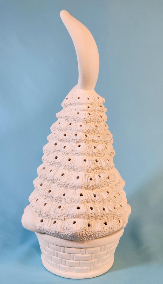 Large Illuminated Easter Bunny Ceramic Tree with Basket Base - Unpainted Bisque DIY Holiday Decor Light