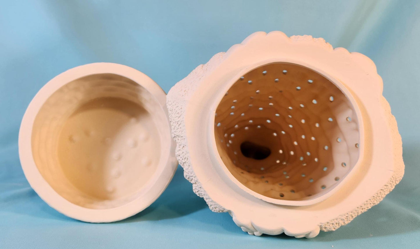 Large Illuminated Easter Bunny Ceramic Tree with Basket Base - Unpainted Bisque DIY Holiday Decor Light