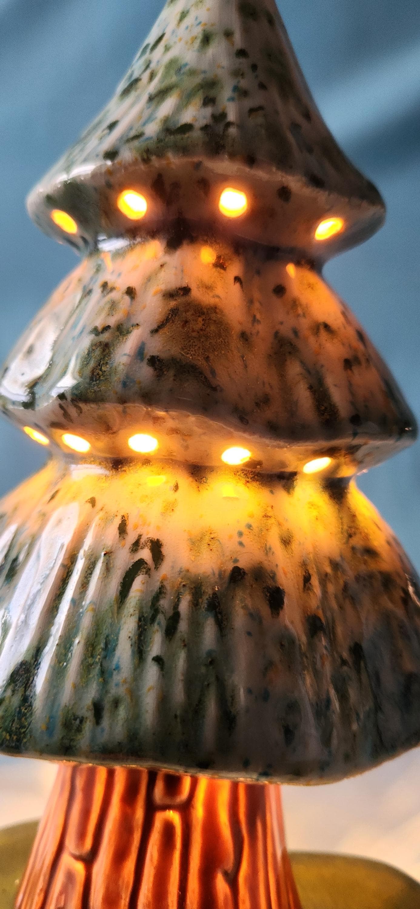 Enchanted Crystal Woodland Tree: Shimmering Emerald & Sapphire Miniature Night Light Decor