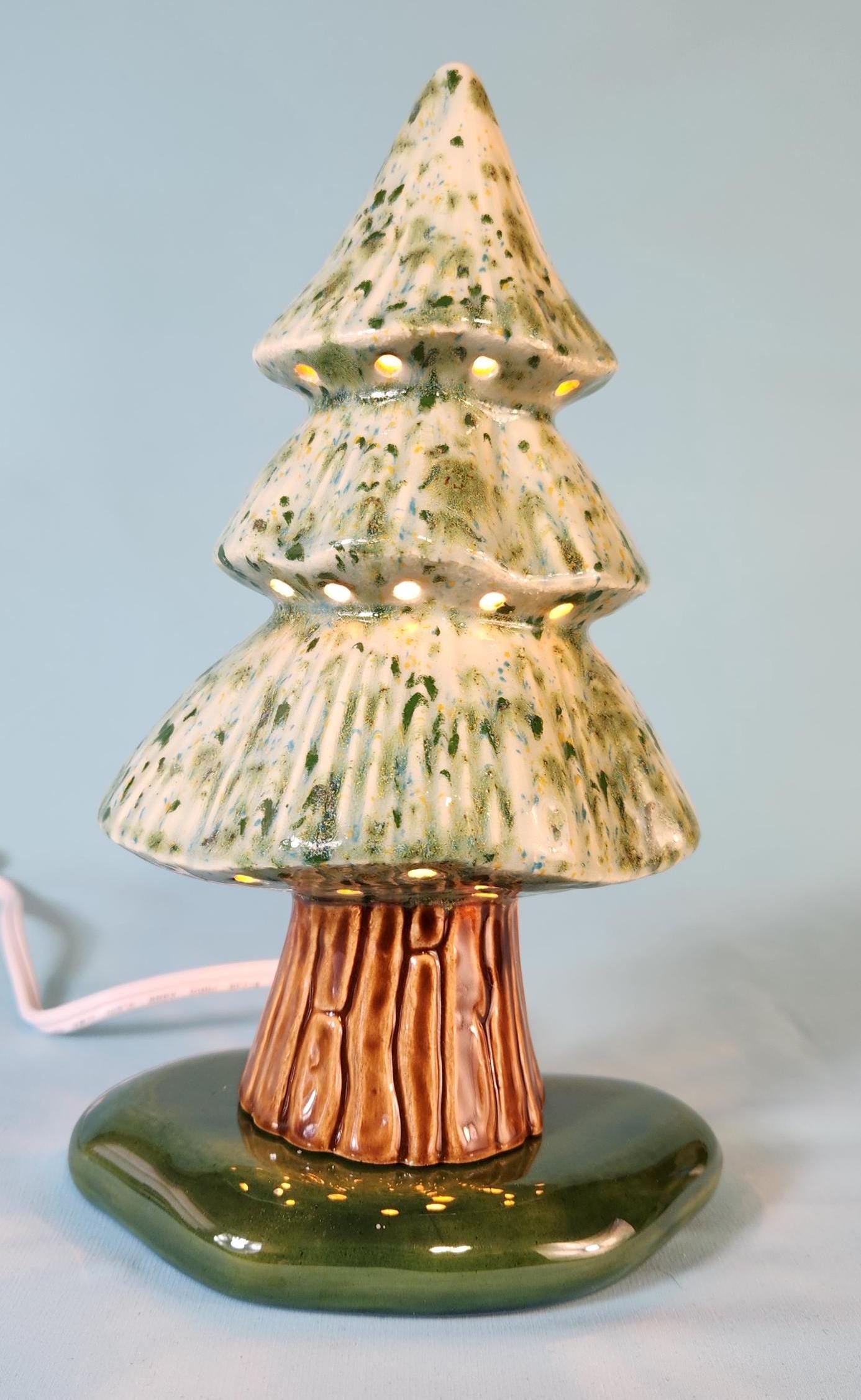 Enchanted Crystal Woodland Tree: Shimmering Emerald & Sapphire Miniature Night Light Decor