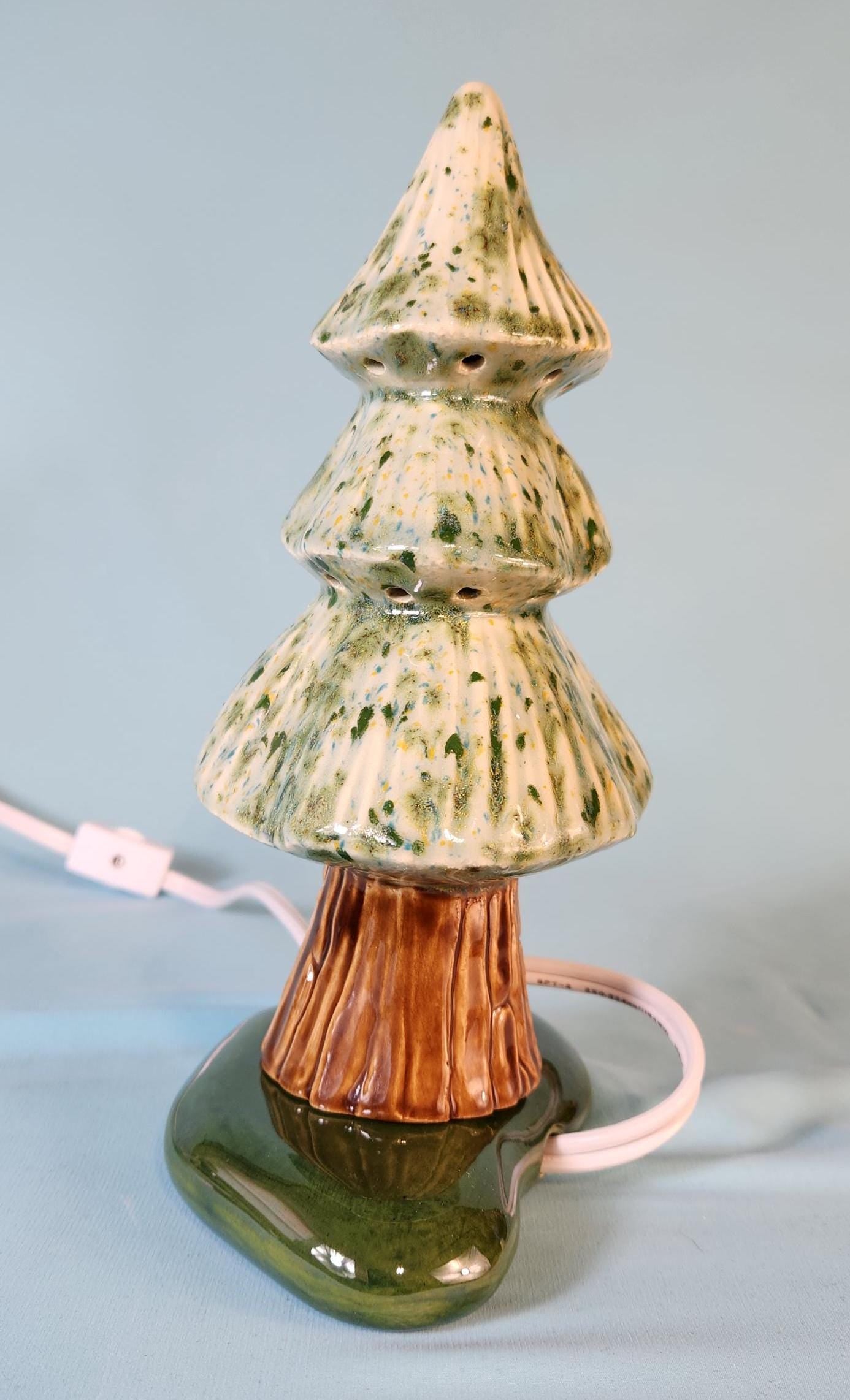 Enchanted Crystal Woodland Tree: Shimmering Emerald & Sapphire Miniature Night Light Decor