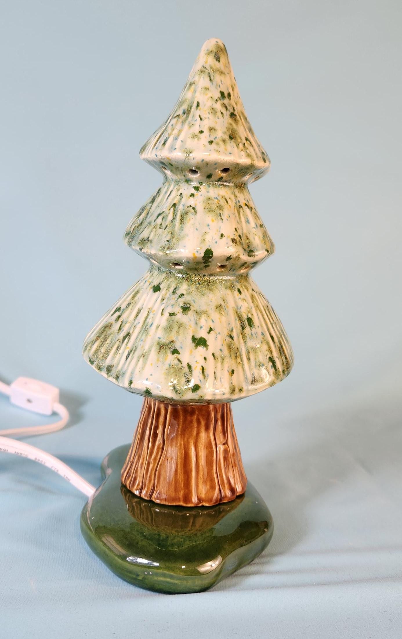 Enchanted Crystal Woodland Tree: Shimmering Emerald & Sapphire Miniature Night Light Decor