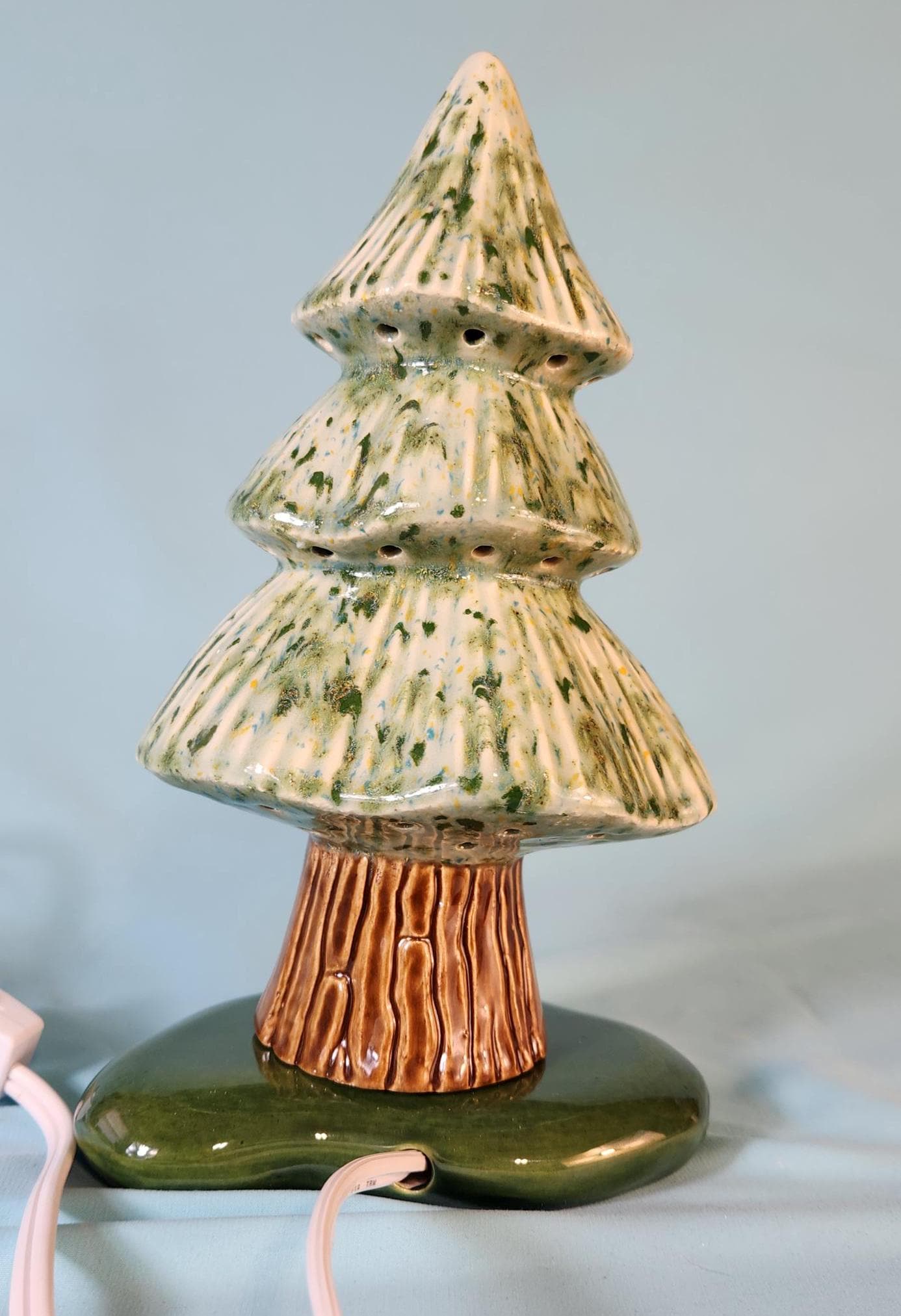 Enchanted Crystal Woodland Tree: Shimmering Emerald & Sapphire Miniature Night Light Decor - Teresa's Ceramics