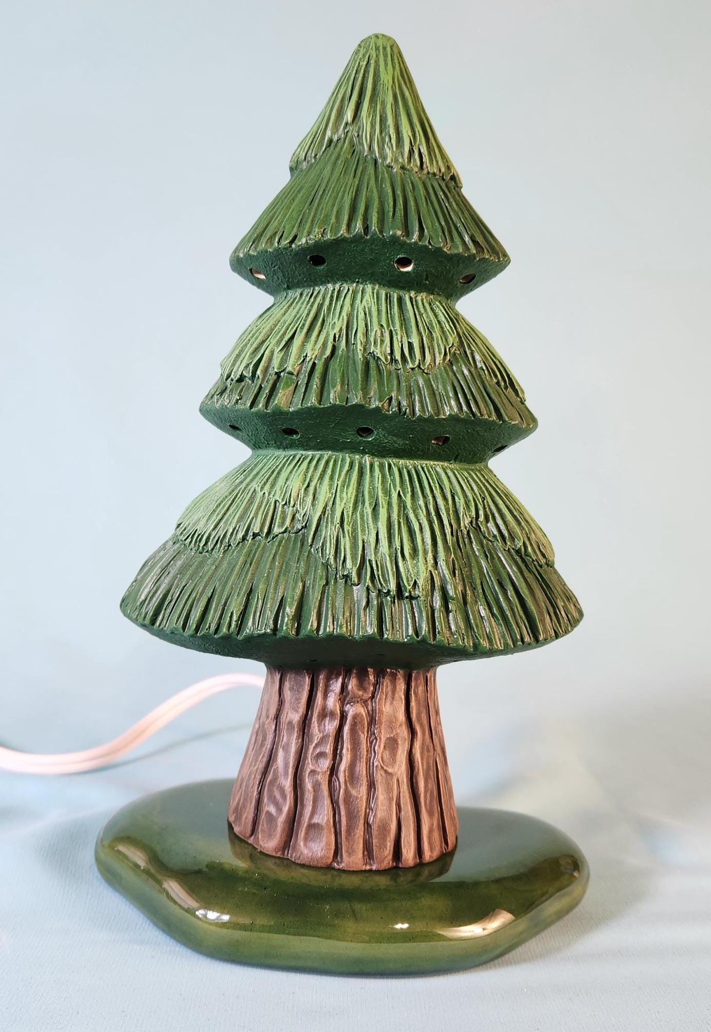 Hand-Painted Miniature Woodland Tree: Rustic Charm and Textured Detail