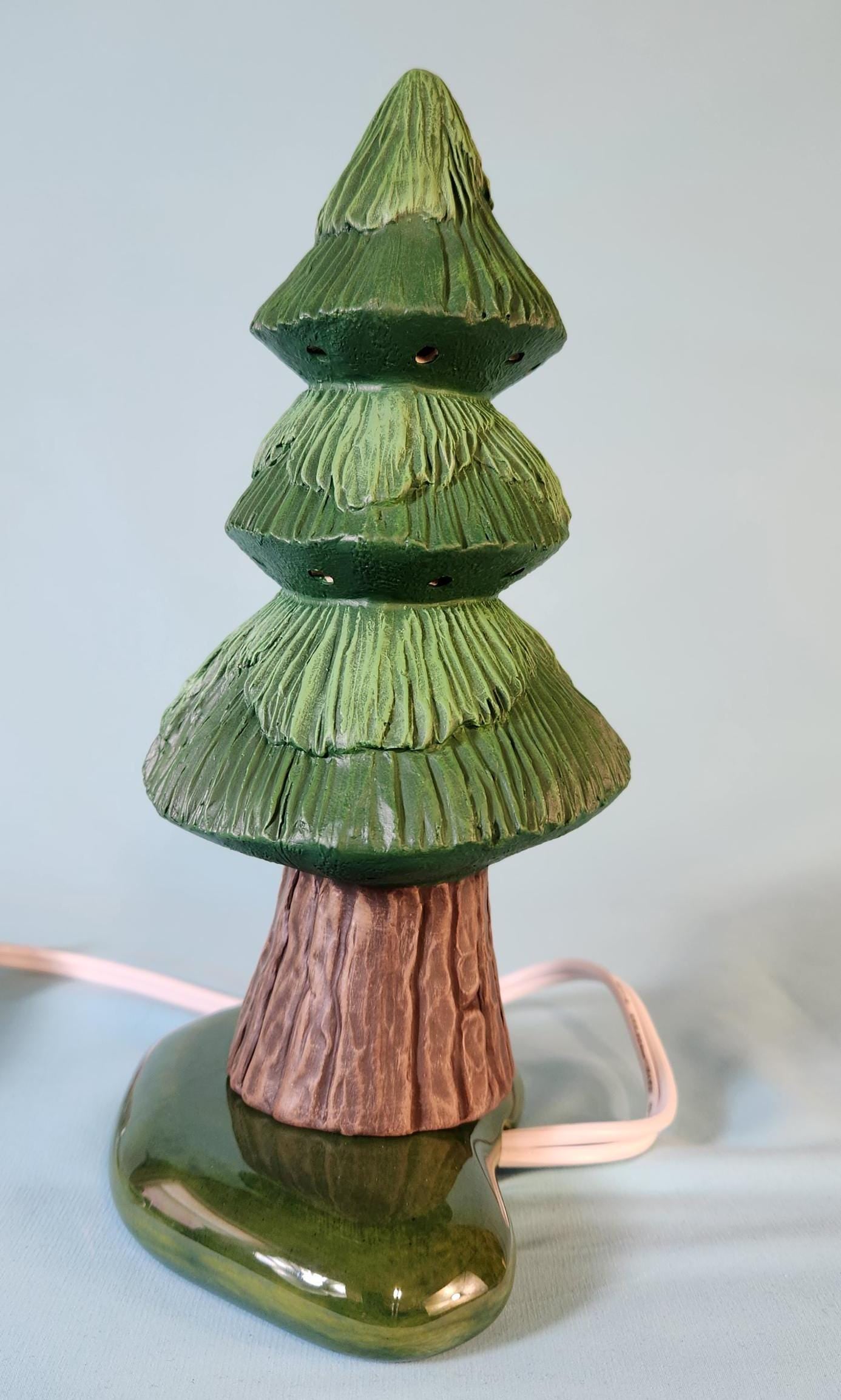 Hand-Painted Miniature Woodland Tree: Rustic Charm and Textured Detail