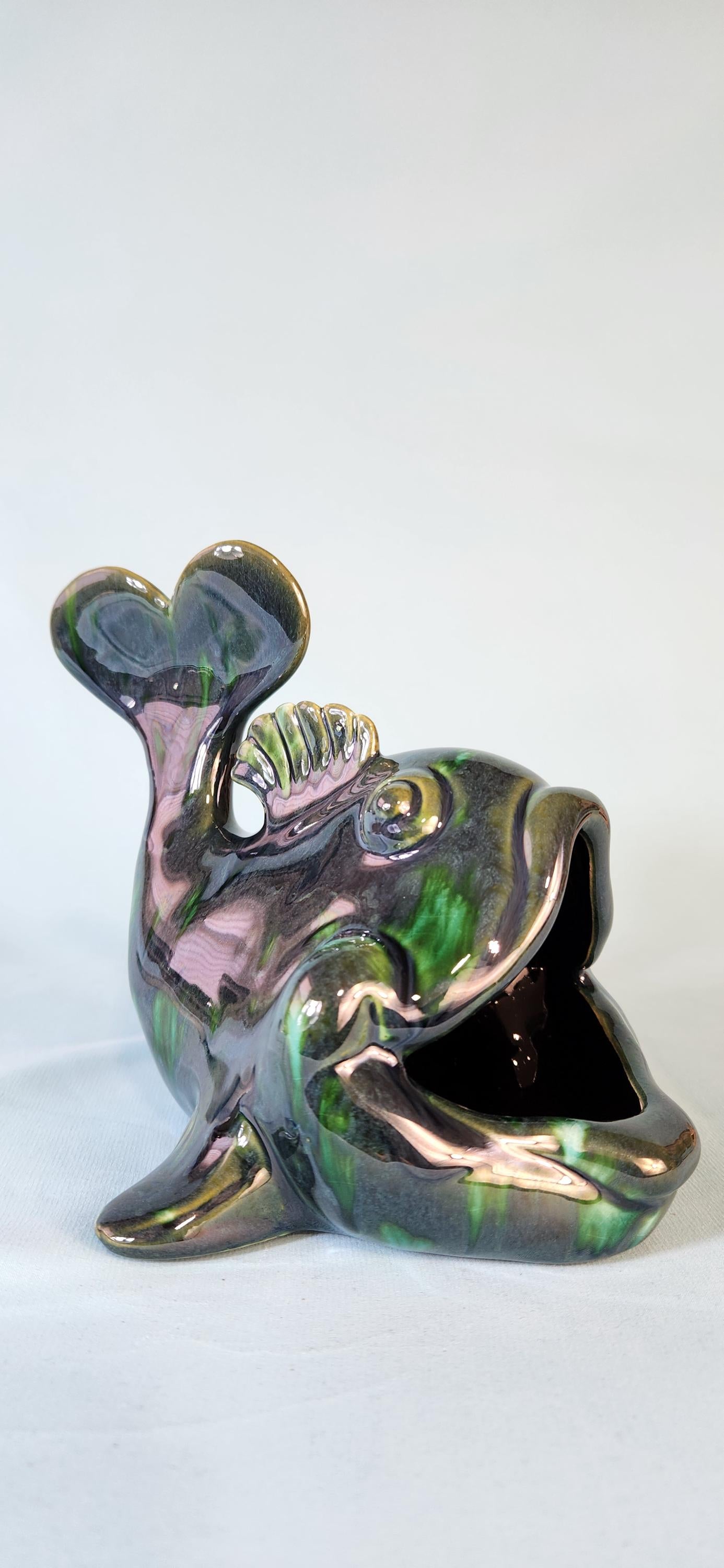 Crystal Glazed Fish Soap Dish: Bathroom Catchall, Scrubby Holder, Housewarming Gift, Handmade Decor