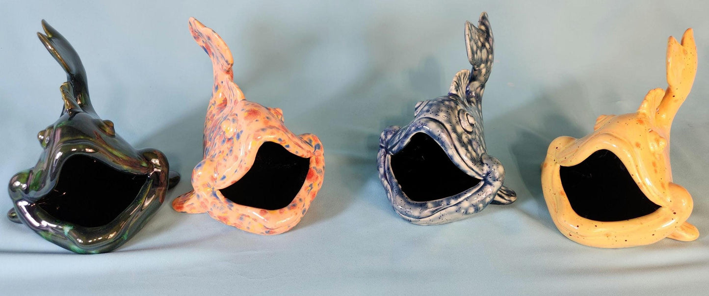 Crystal Glazed Fish Soap Dish: Bathroom Catchall, Scrubby Holder, Housewarming Gift, Handmade Decor