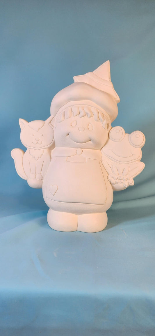 Halloween DIY Ceramic Painting Kit: Gingerbread, Witch Hat, Frog & Cat Statues - Unpainted Craft Decor