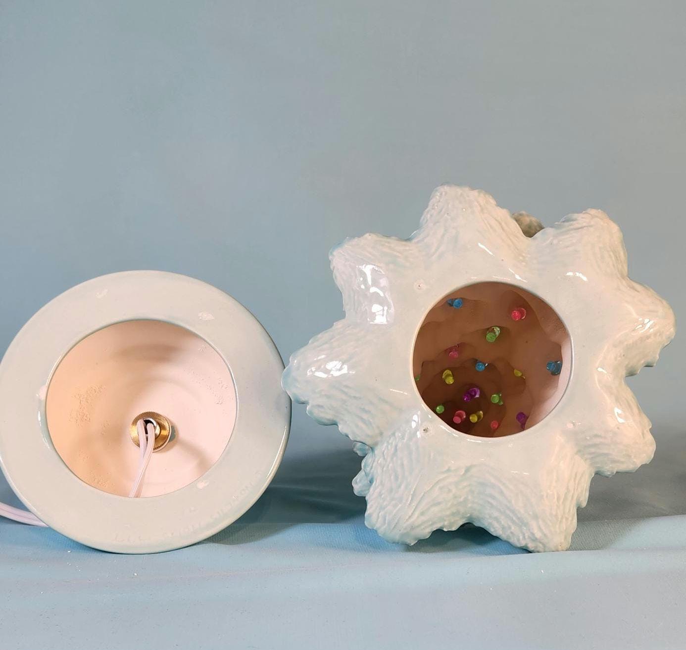 Wispy Pine Ceramic Christmas Tree - Sea-Glass Color with Clear Lights for Holiday Mantel Decor