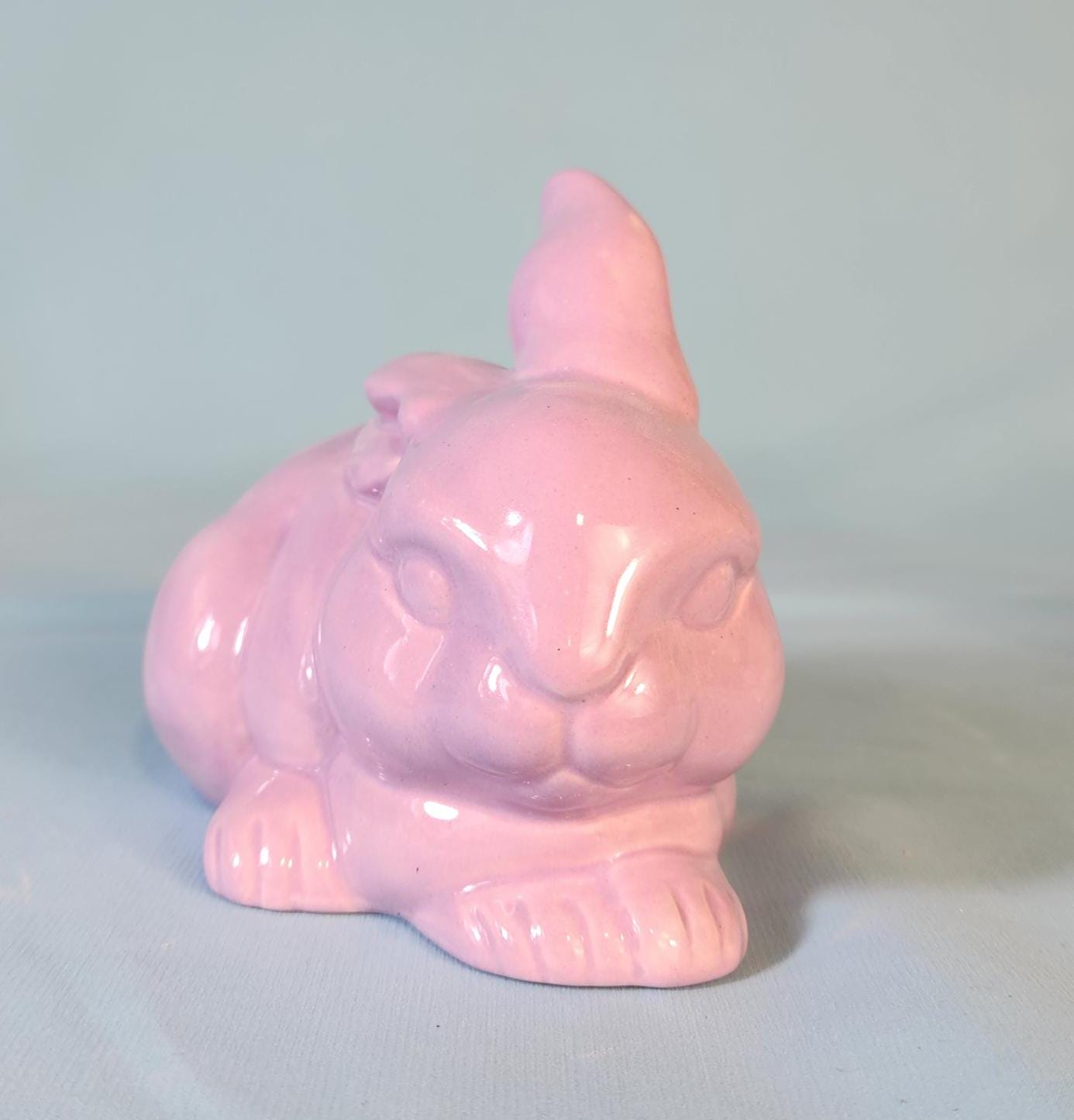 Vintage-Inspired Pastel Glazed Easter Bunnies: Pink, Lavender, Mint & Sea Glass Ceramic Spring Decor