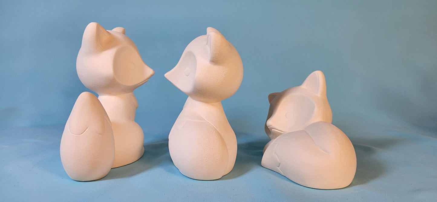 DIY Family of Foxes Ceramic Painting Kit - Unpainted Bisque Figurines for Forest-Themed Nursery Decor