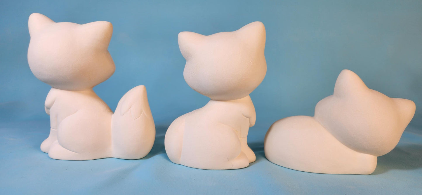 DIY Family of Foxes Ceramic Painting Kit - Unpainted Bisque Figurines for Forest-Themed Nursery Decor