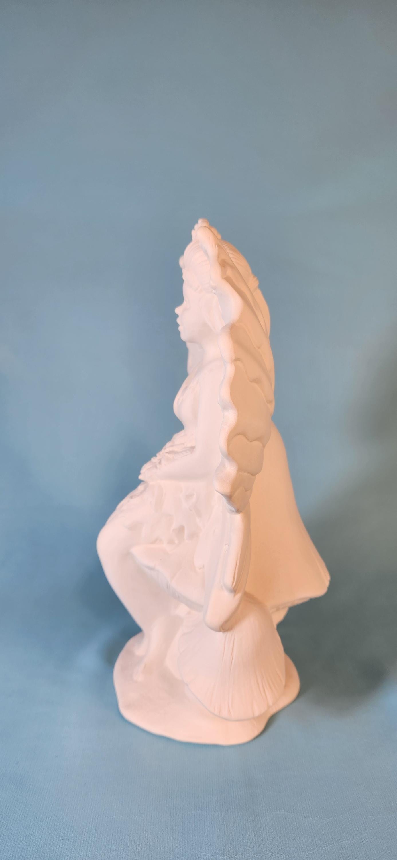 Whimsical Unpainted Fairy Mushroom Statue - DIY Garden Sculpture, Miniature Figurine for Patio Decor