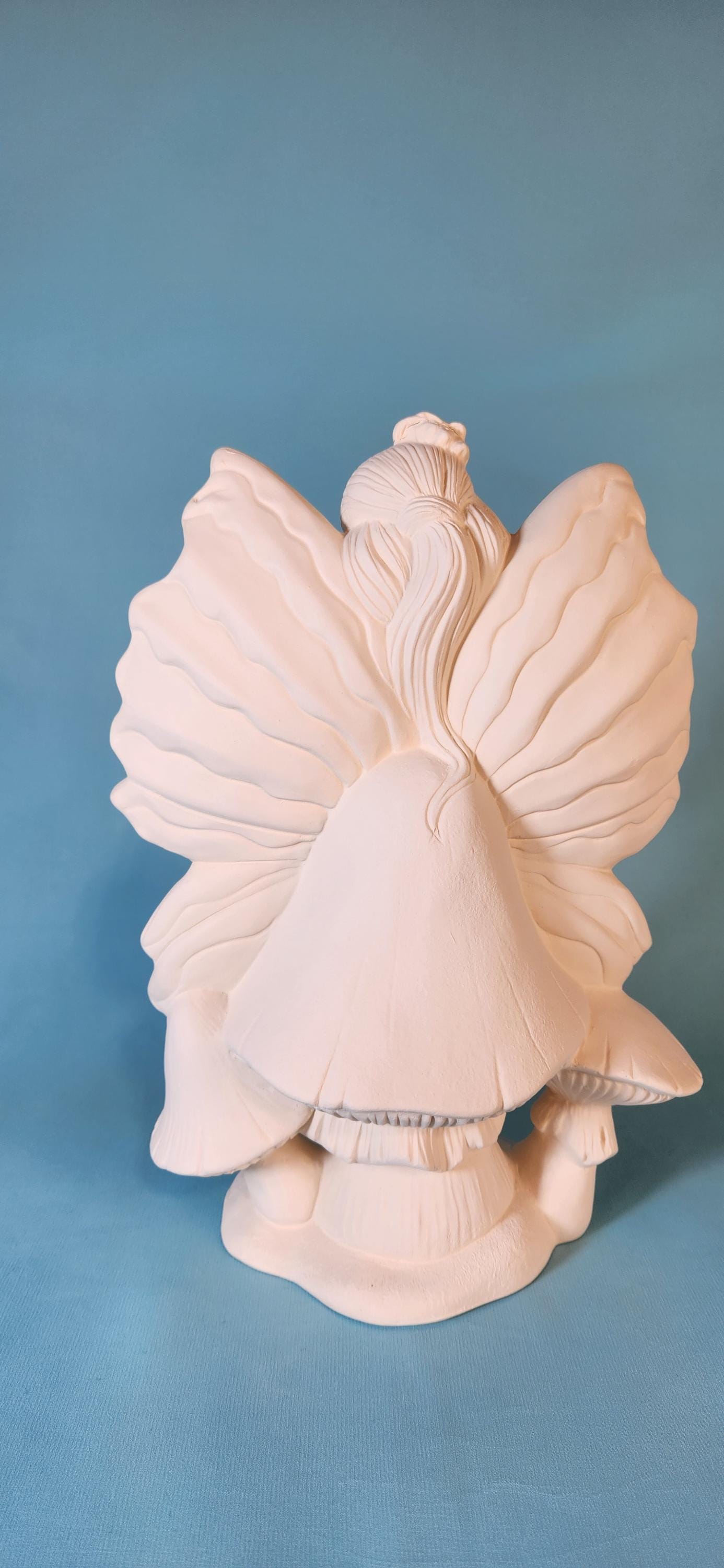 Whimsical Unpainted Fairy Mushroom Statue - DIY Garden Sculpture, Miniature Figurine for Patio Decor