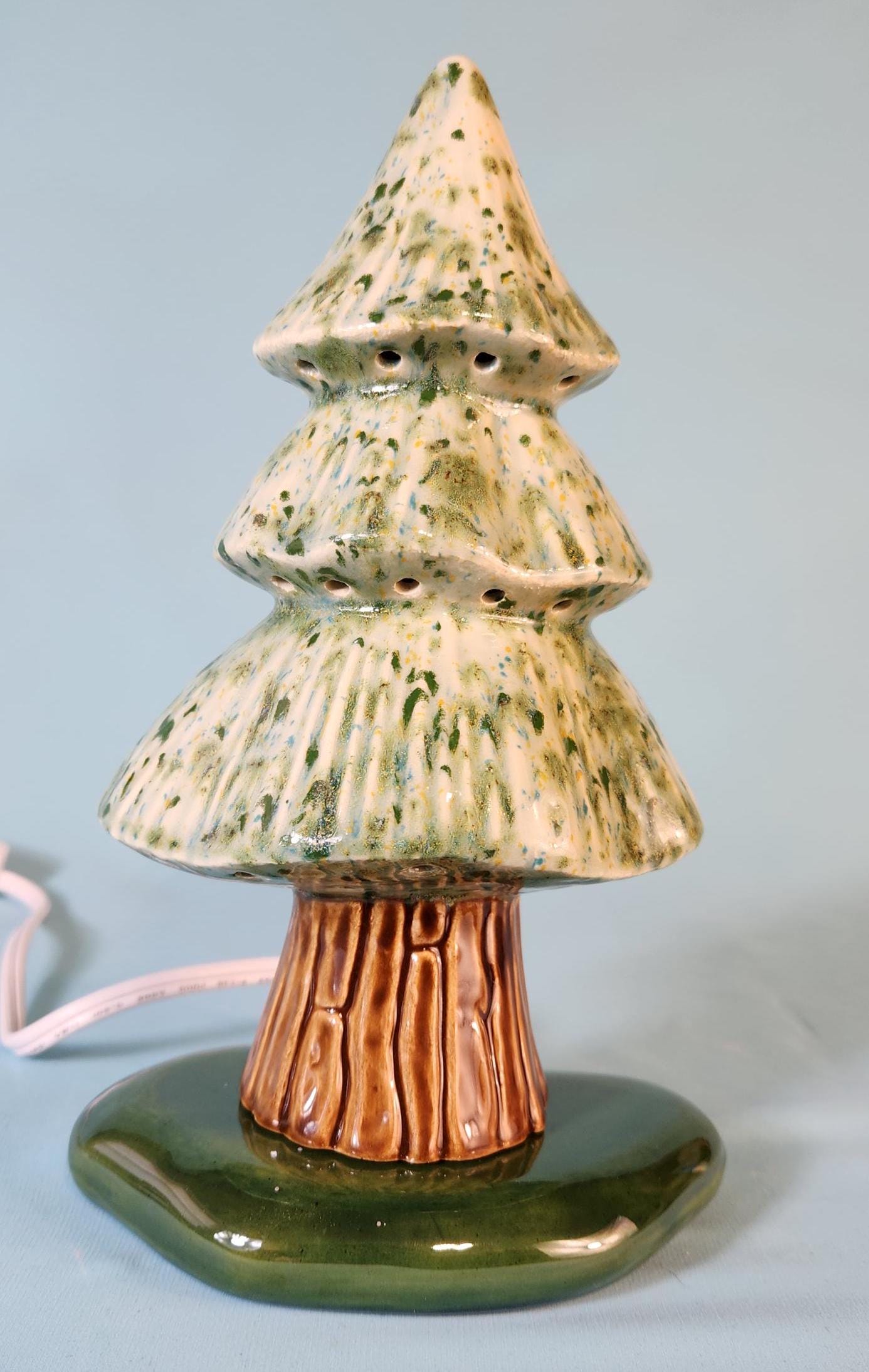 Enchanted Crystal Woodland Tree: Shimmering Emerald & Sapphire Miniature Night Light Decor