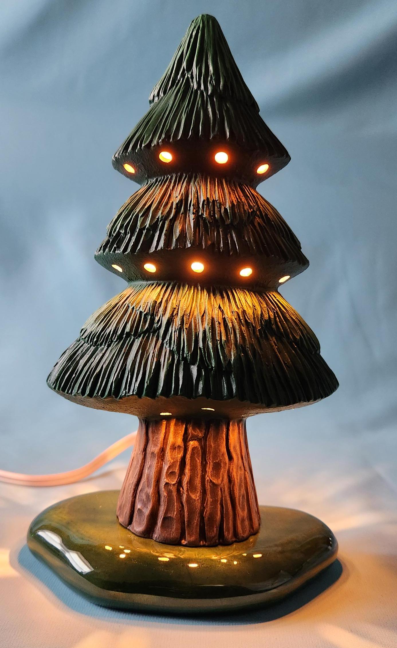 Hand-Painted Miniature Woodland Tree: Rustic Charm and Textured Detail
