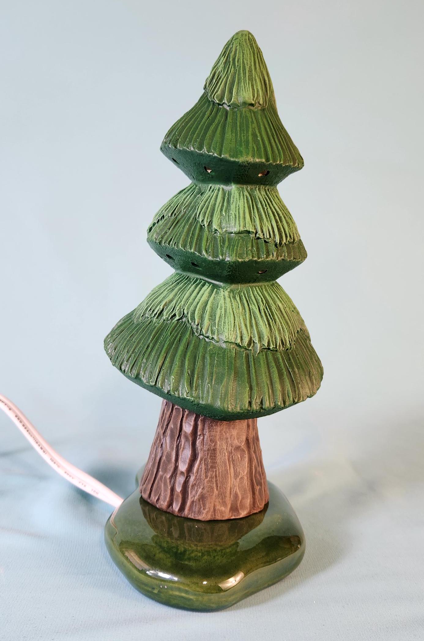 Hand-Painted Miniature Woodland Tree: Rustic Charm and Textured Detail