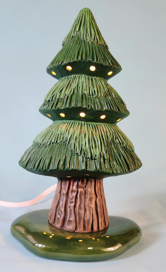 Hand-Painted Miniature Woodland Tree: Rustic Charm and Textured Detail