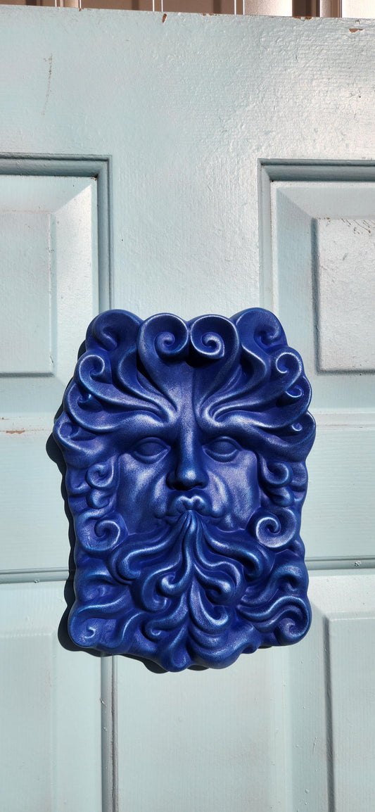 Aquarius Zodiac Garden Face Plaque: Handpainted Ceramic Wall Hanging for Outdoor Yard Decor