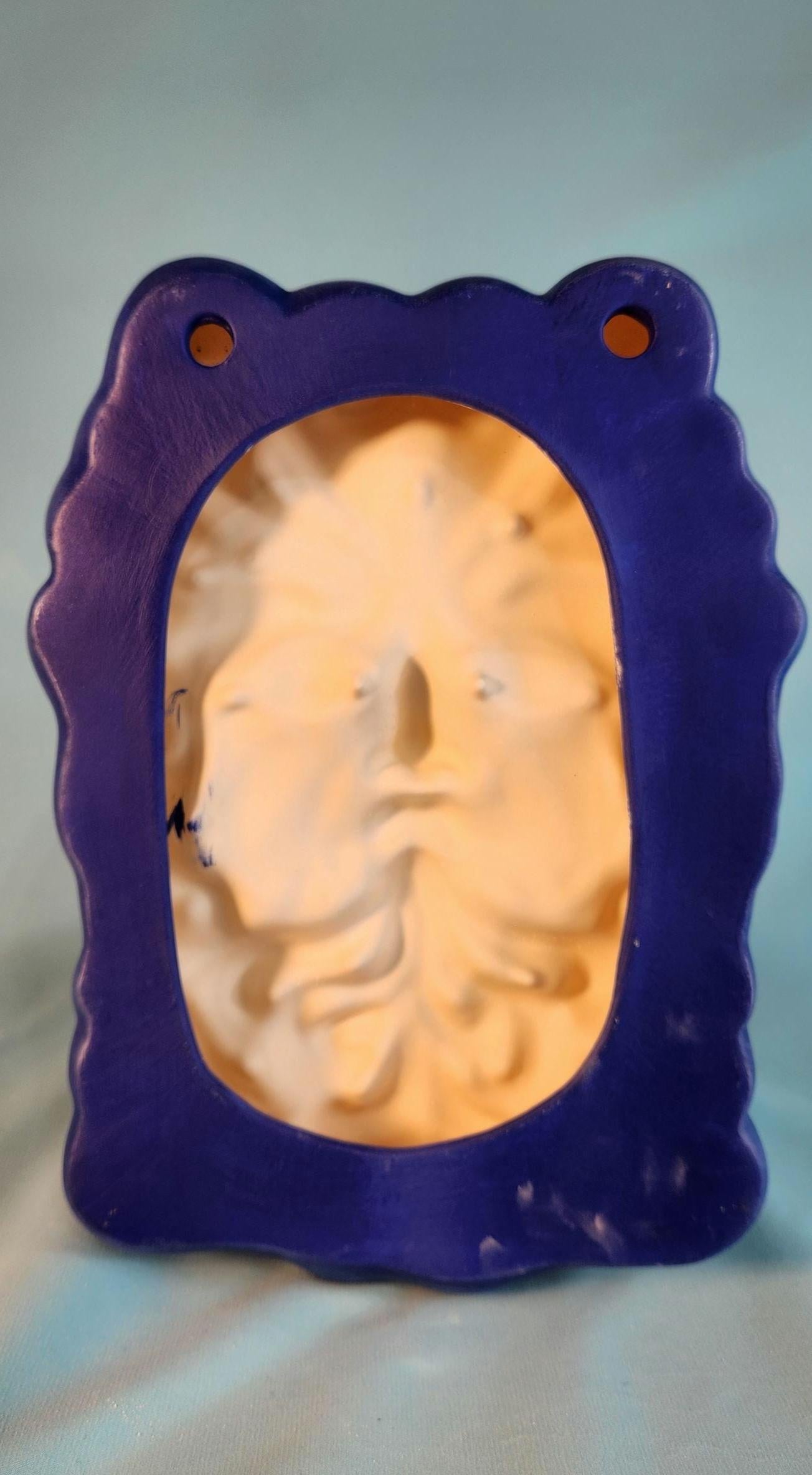 Aquarius Zodiac Garden Face Plaque: Handpainted Ceramic Wall Hanging for Outdoor Yard Decor