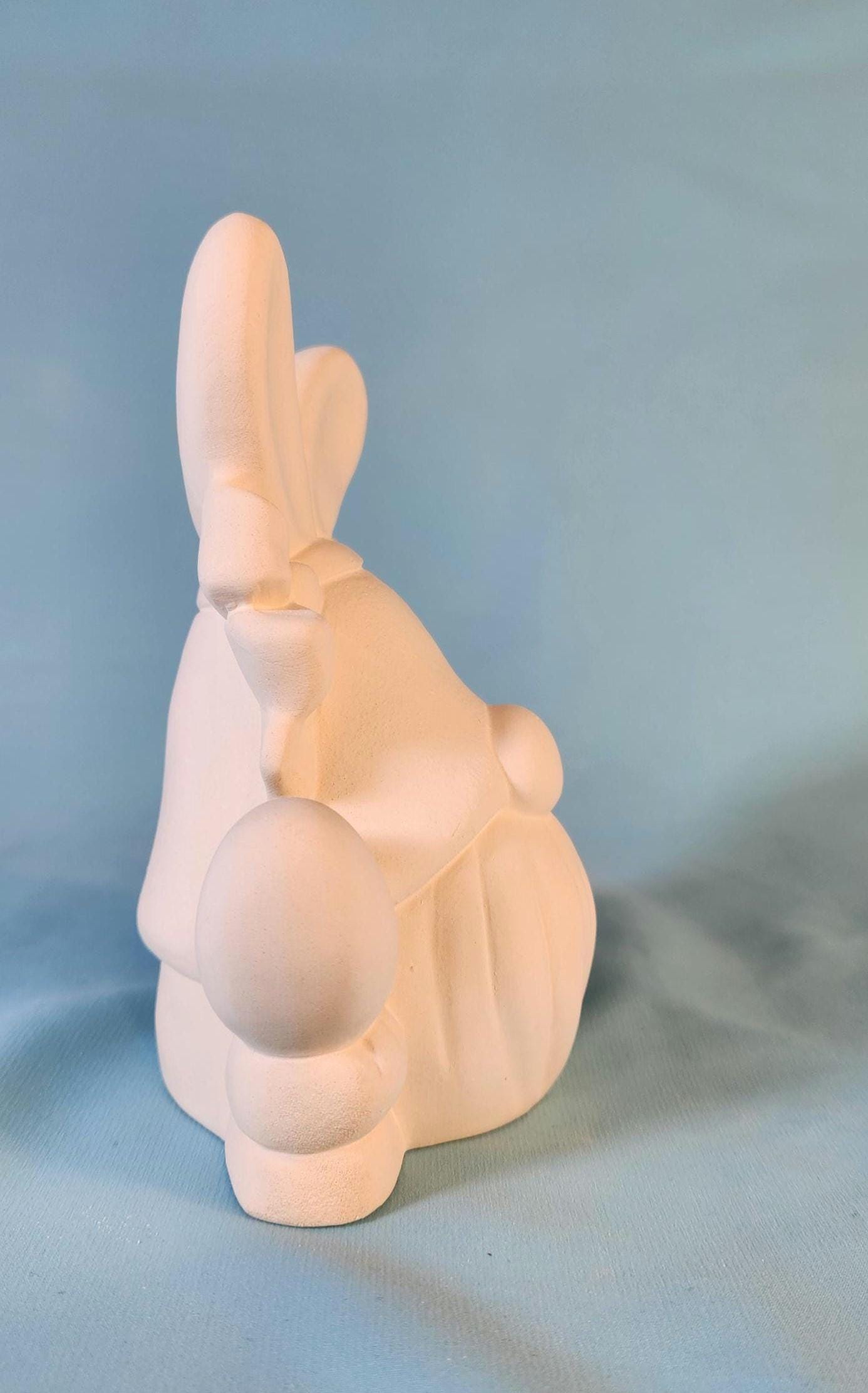 DIY Ceramic Easter Bunny Gnome: Paint-Your-Own Bisque Figurine for Spring Decoration & Family Craft