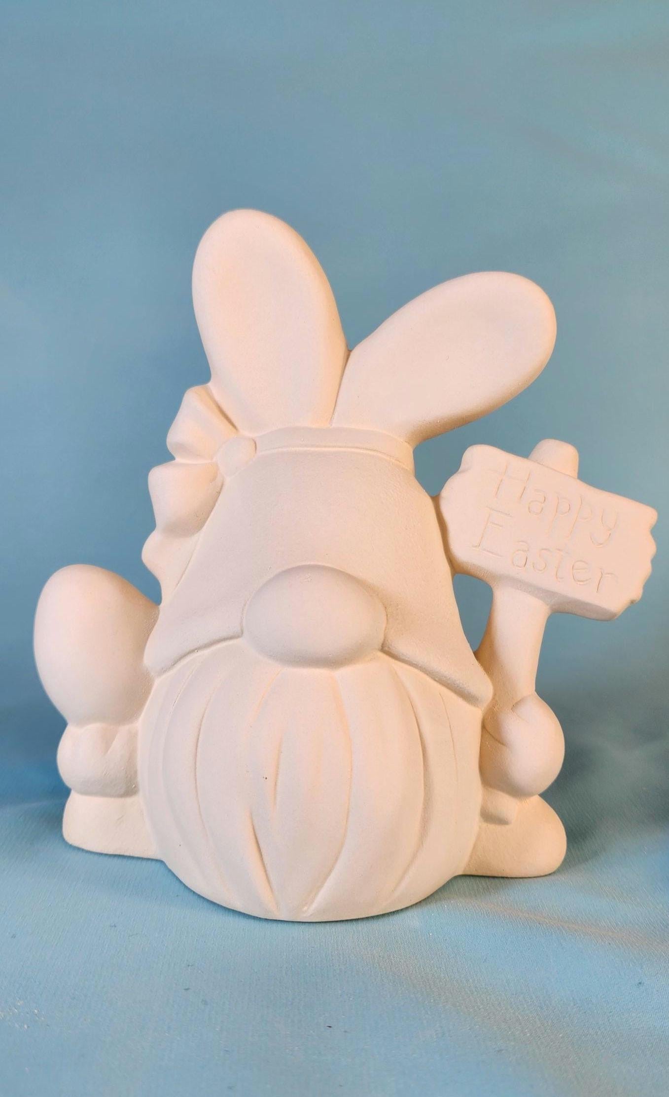 Unpainted Ceramic Easter Gnome Basket - DIY Craft Project for Kids & Adults - Whimsical Holiday Decor