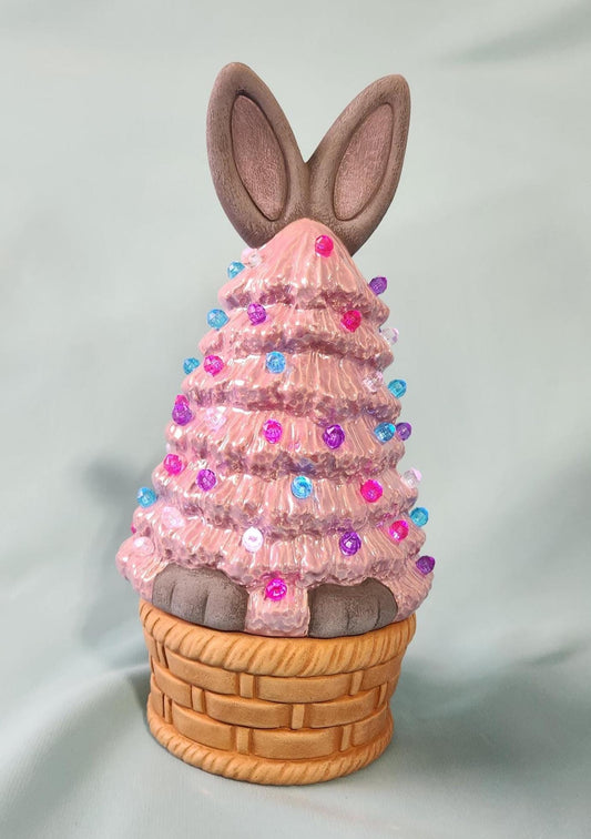 Petite Mother of Pearl Easter Bunny Tree with LED Lights - Handcrafted Tabletop Decor