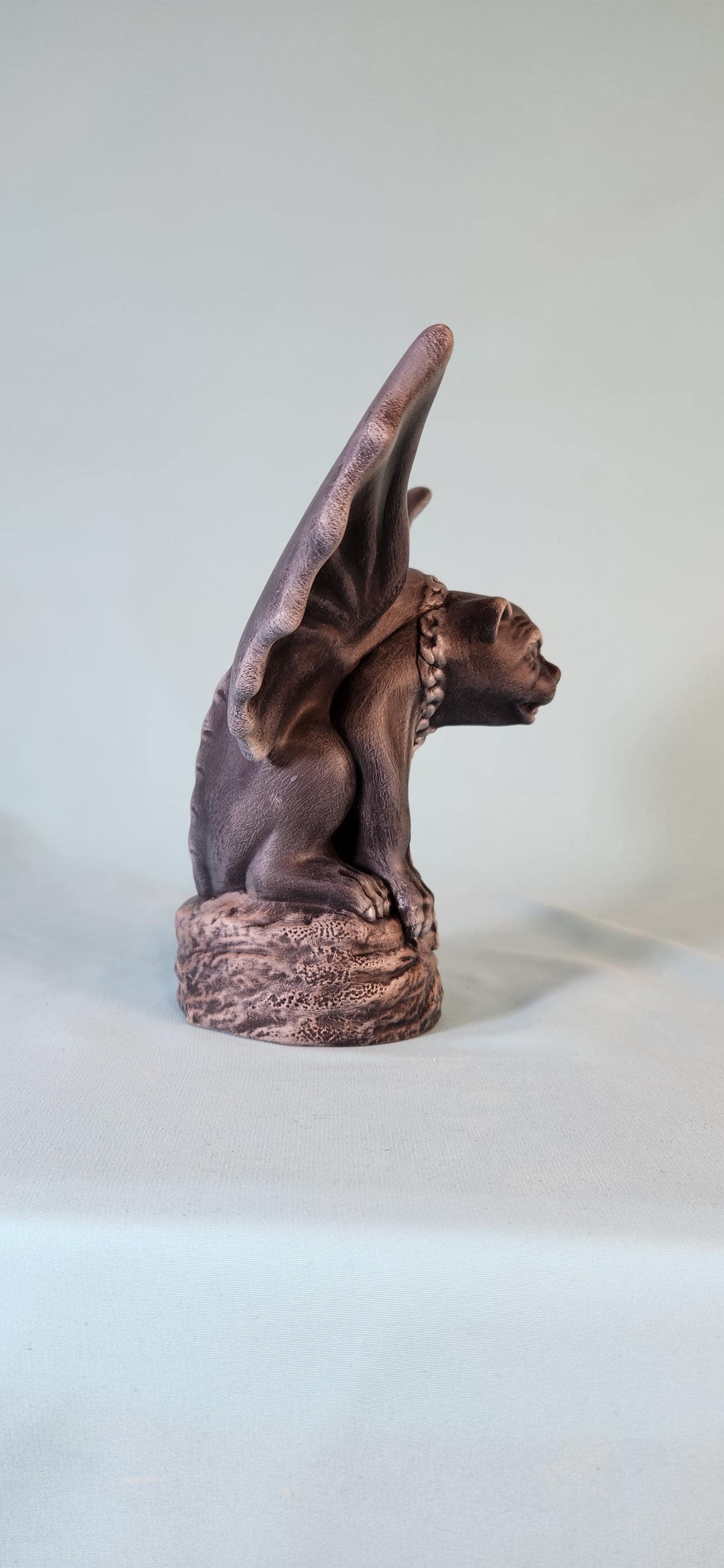 Renaissance Winged Bulldog Gargoyle Statue: Gray Mythical Creature for Garden, Halloween & Spooky Decor