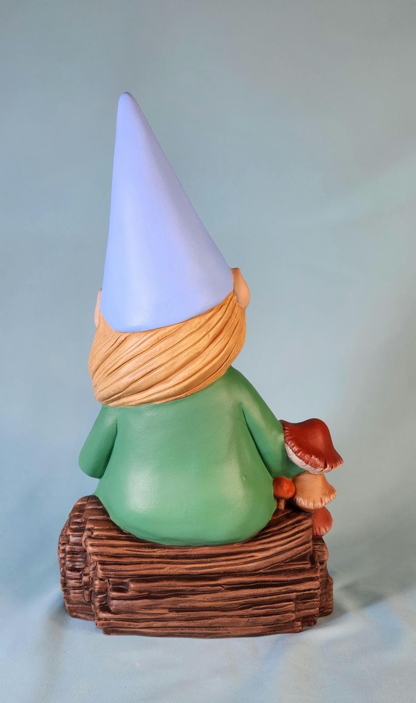Whimsical Girl Garden Gnome: Handcrafted Yard Art with Braided Hair, Mushrooms & Fairy Door - Teresa's Ceramics