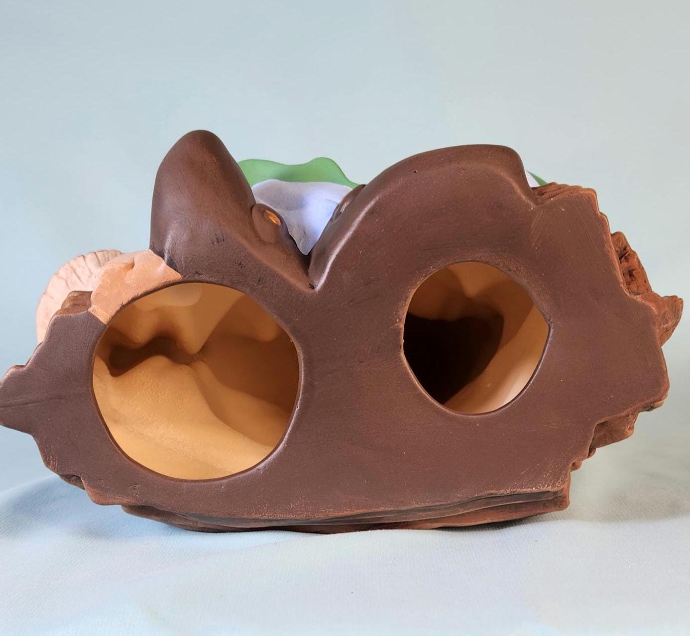 Whimsical Girl Garden Gnome: Handcrafted Yard Art with Braided Hair, Mushrooms & Fairy Door - Teresa's Ceramics