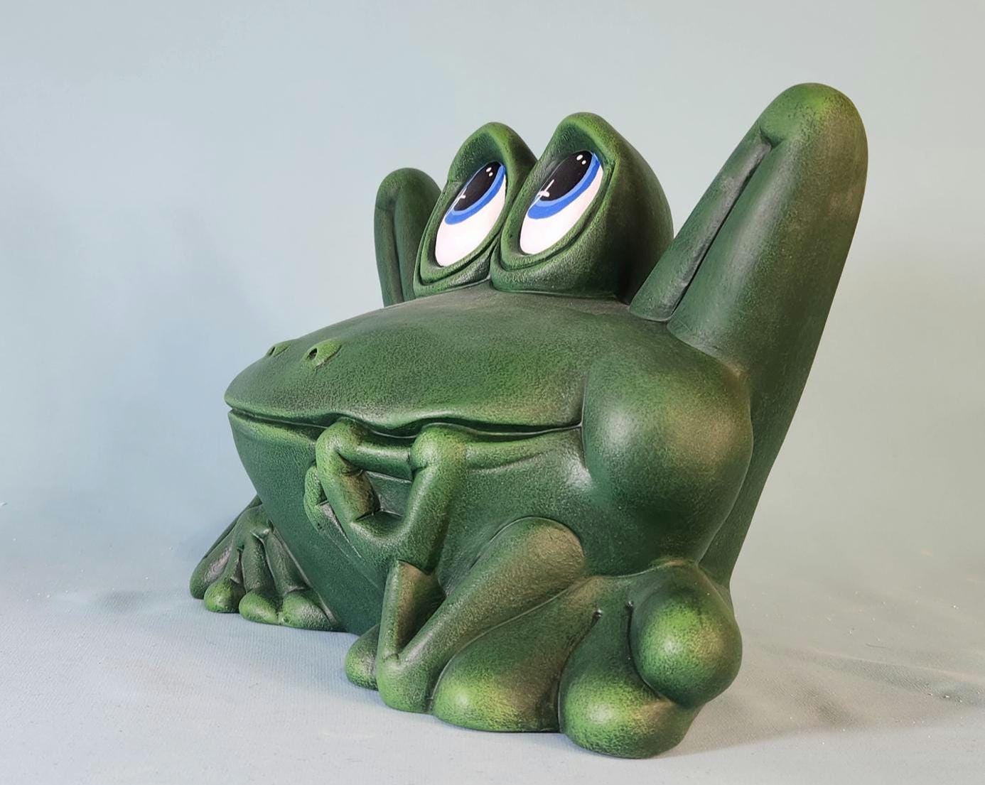 Oversized Ceramic Frog Statue: Large Thinking Frog for Garden Decor, Patio Sculpture & Home Accent