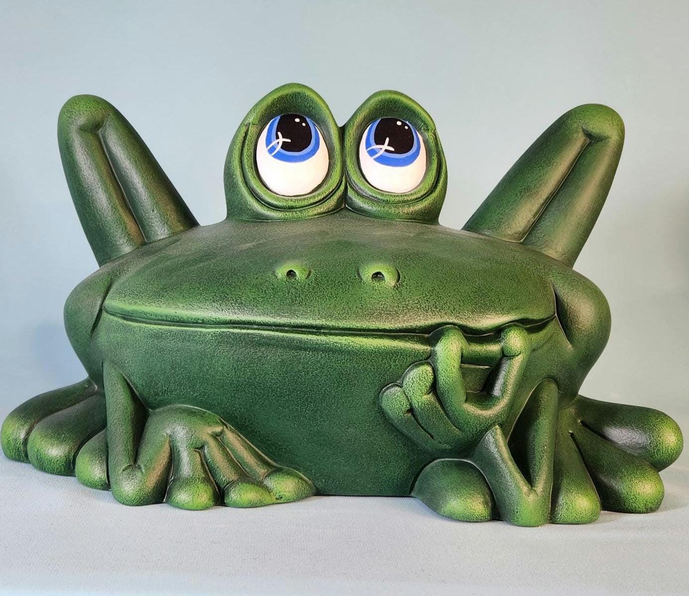 Oversized Ceramic Frog Statue: Large Thinking Frog for Garden Decor, Patio Sculpture & Home Accent