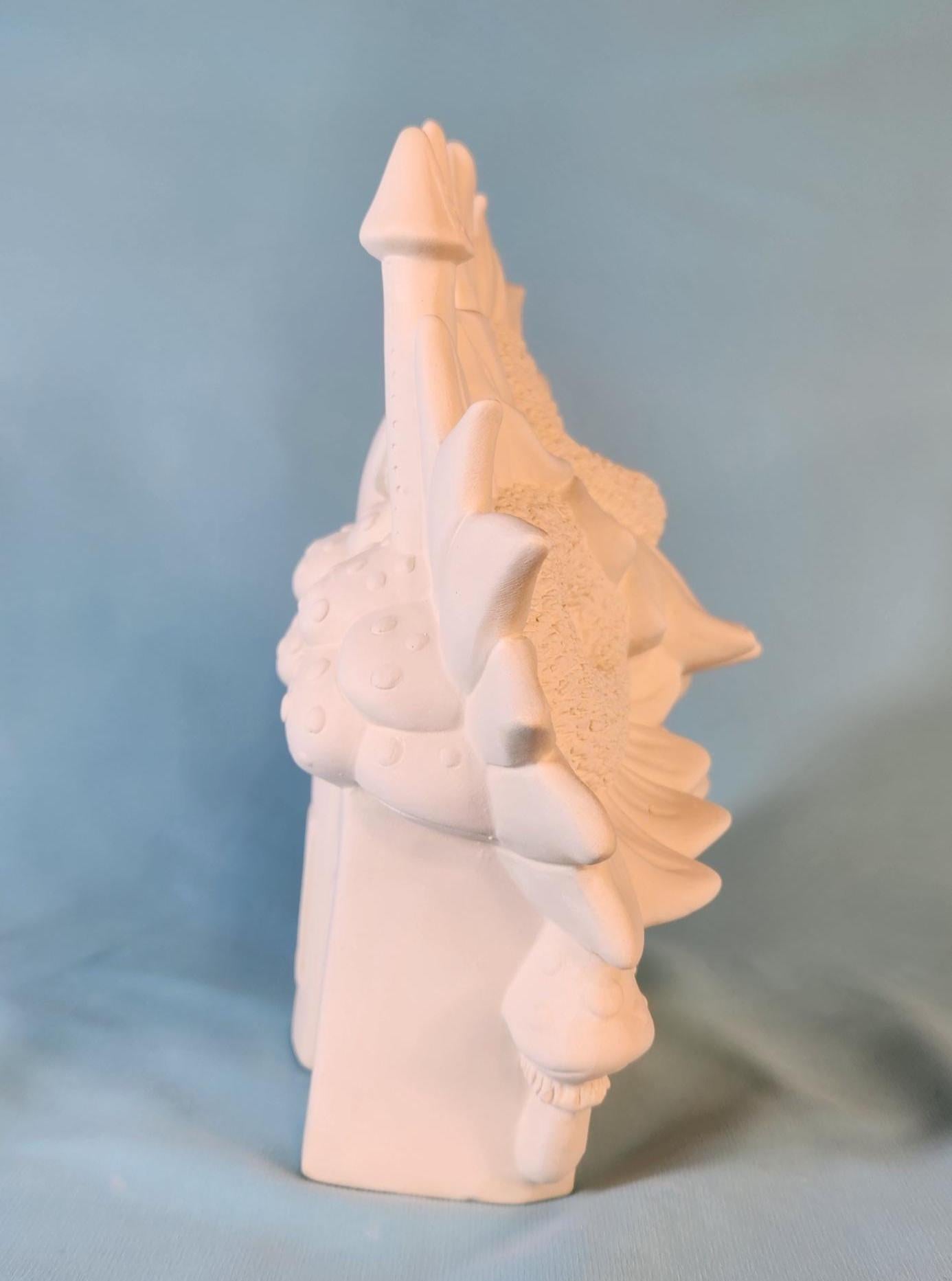 Unpainted Ceramic Sunflower Mushroom Fairy House - Handmade Garden Miniature Bisque Gift for Outdoor Decor