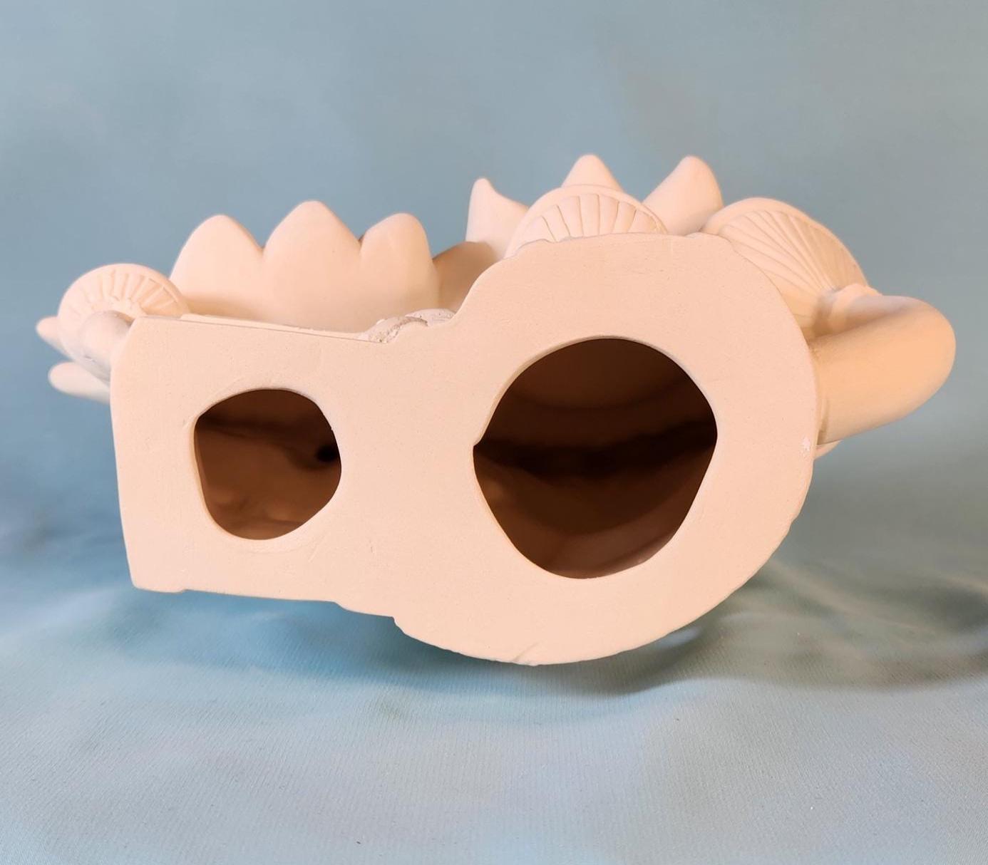 Unpainted Ceramic Sunflower Mushroom Fairy House - Handmade Garden Miniature Bisque Gift for Outdoor Decor