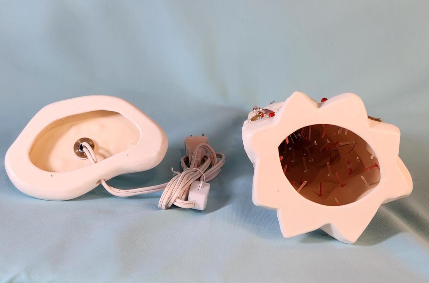 Wispy Pine Ceramic Christmas Tree - Sea-Glass Color with Clear Lights for Holiday Mantel Decor