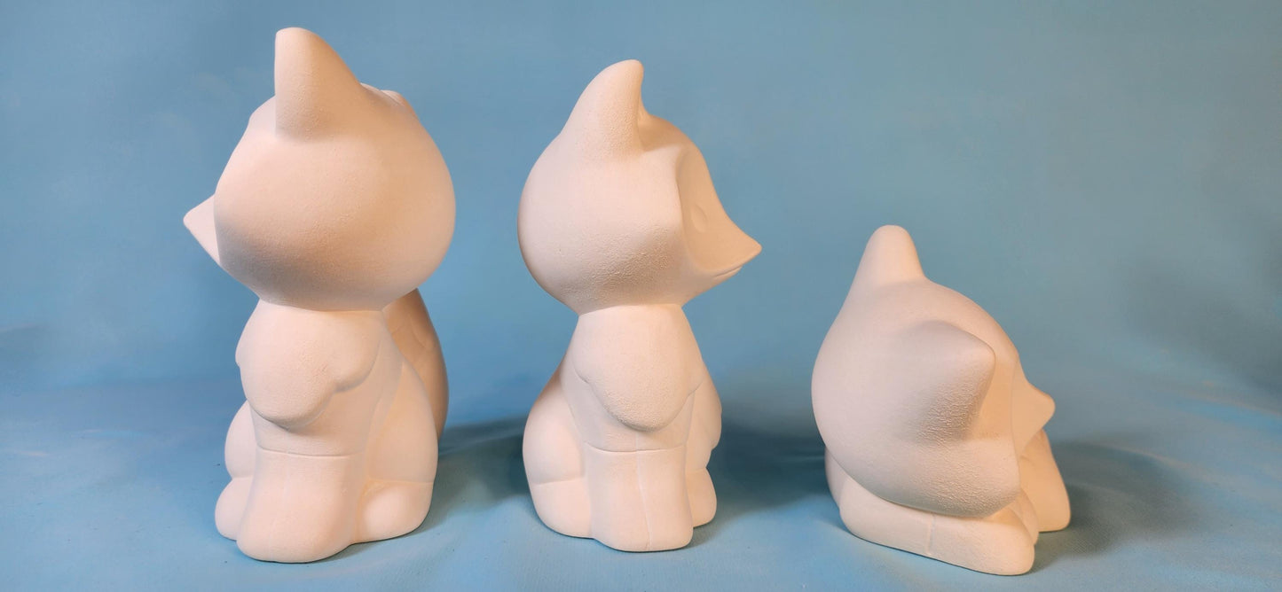 DIY Family of Foxes Ceramic Painting Kit - Unpainted Bisque Figurines for Forest-Themed Nursery Decor