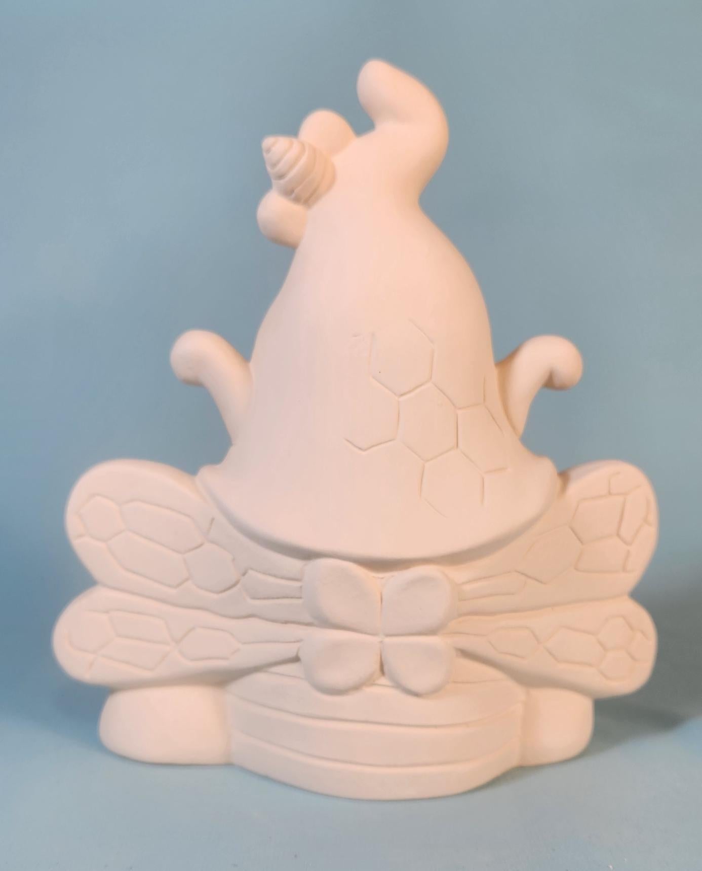 8-inch Unpainted Buzzbee Bee Gnome Ceramic Figurine for DIY Paint Party Crafts