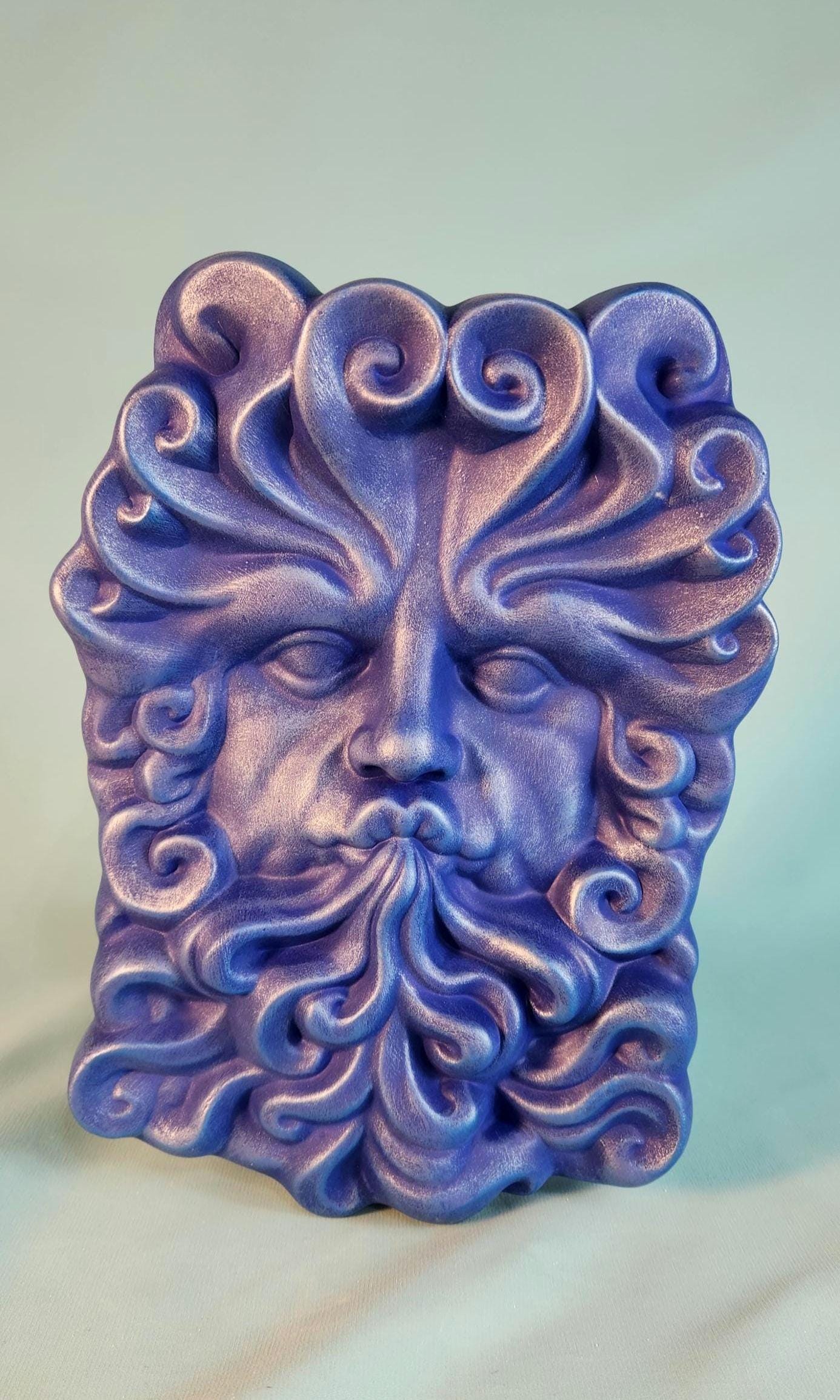 Aquarius Zodiac Garden Face Plaque: Handpainted Ceramic Wall Hanging for Outdoor Yard Decor