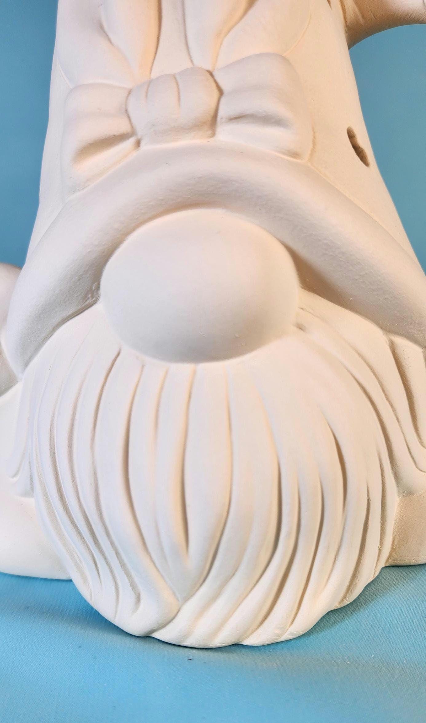 Unpainted Ceramic Easter Gnome Basket - DIY Craft Project for Kids & Adults - Whimsical Holiday Decor