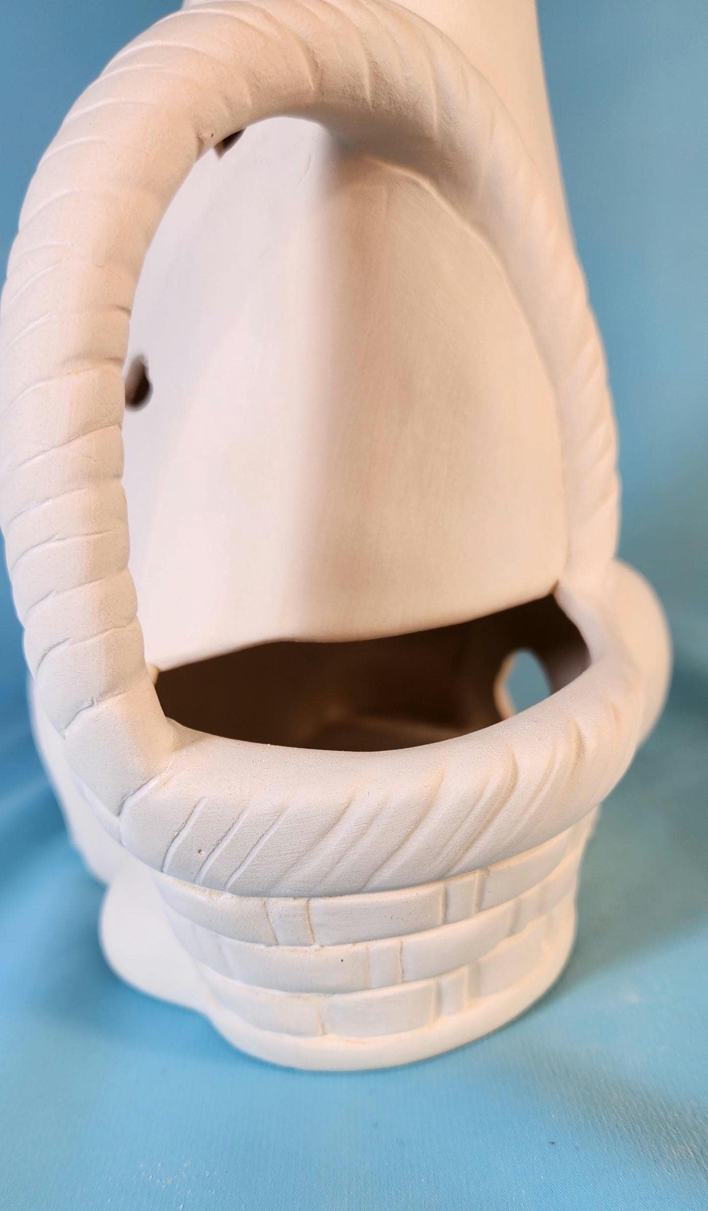 Unpainted Ceramic Easter Gnome Basket - DIY Craft Project for Kids & Adults - Whimsical Holiday Decor