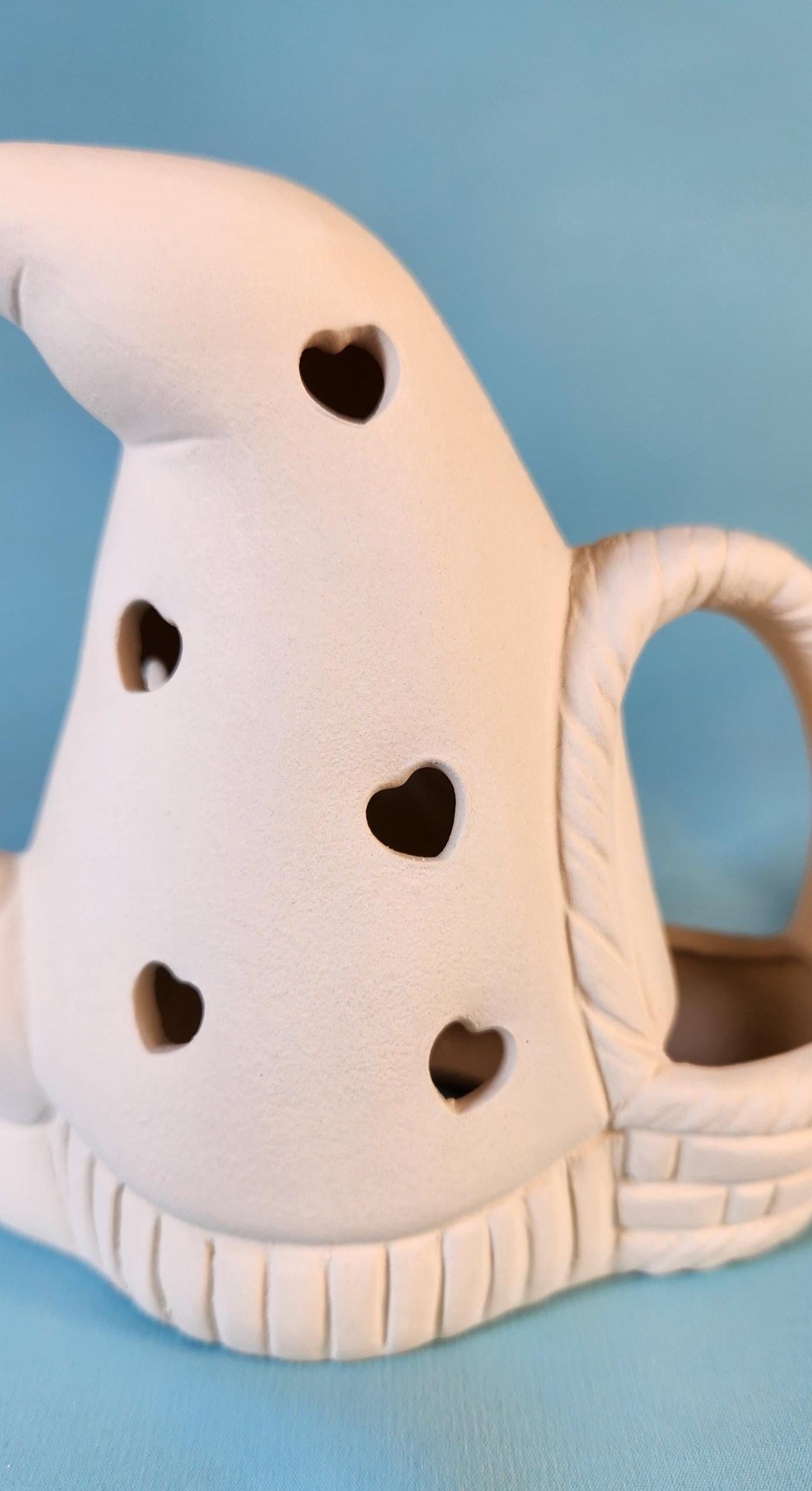 Unpainted Ceramic Easter Gnome Basket - DIY Craft Project for Kids & Adults - Whimsical Holiday Decor