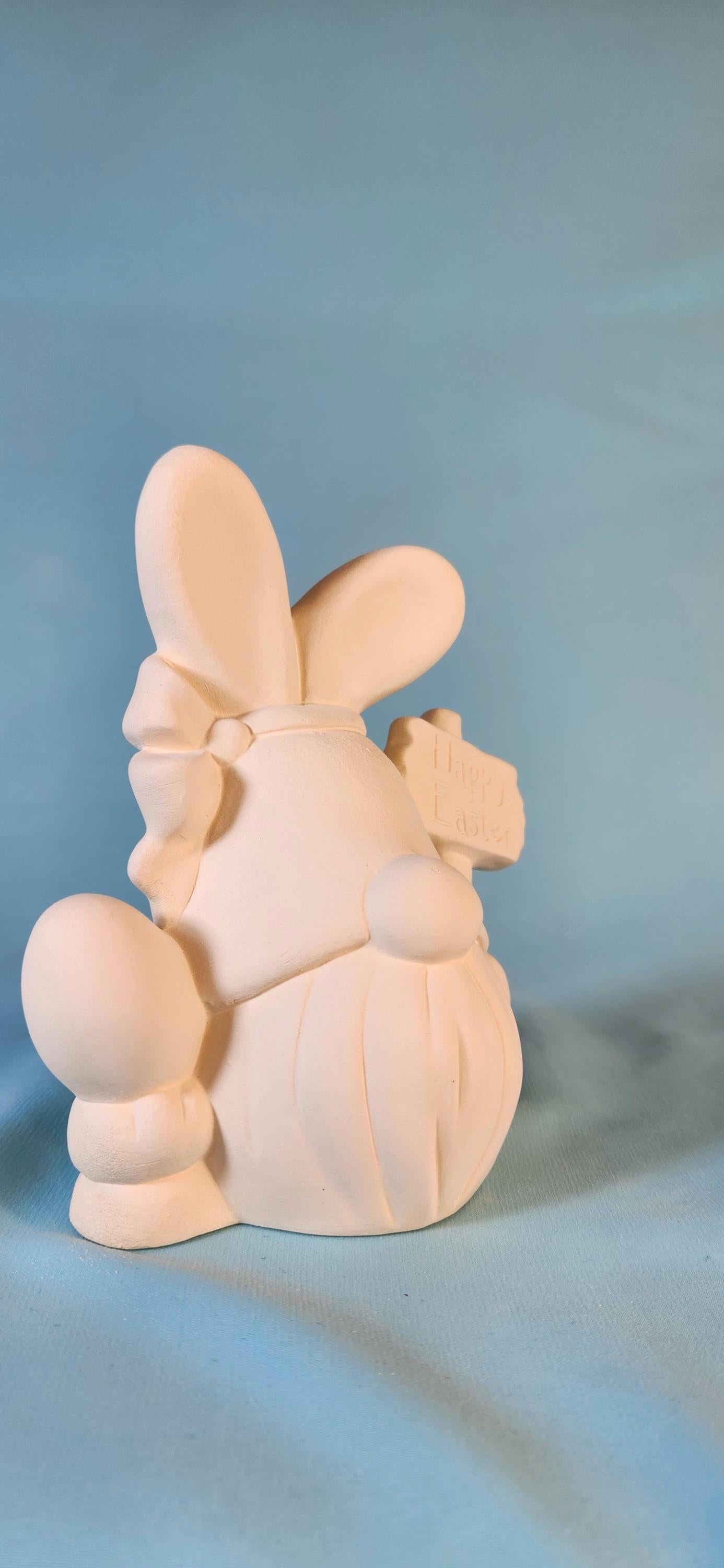 Unpainted Ceramic Easter Gnome Basket - DIY Craft Project for Kids & Adults - Whimsical Holiday Decor