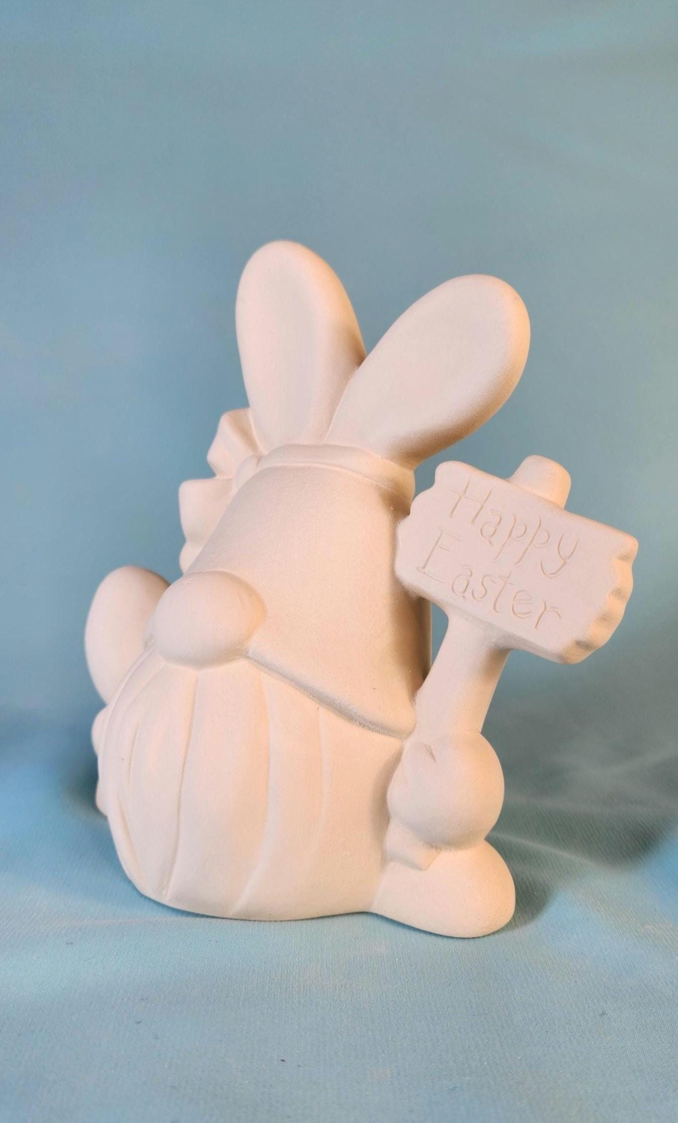 Unpainted Ceramic Easter Gnome Basket - DIY Craft Project for Kids & Adults - Whimsical Holiday Decor
