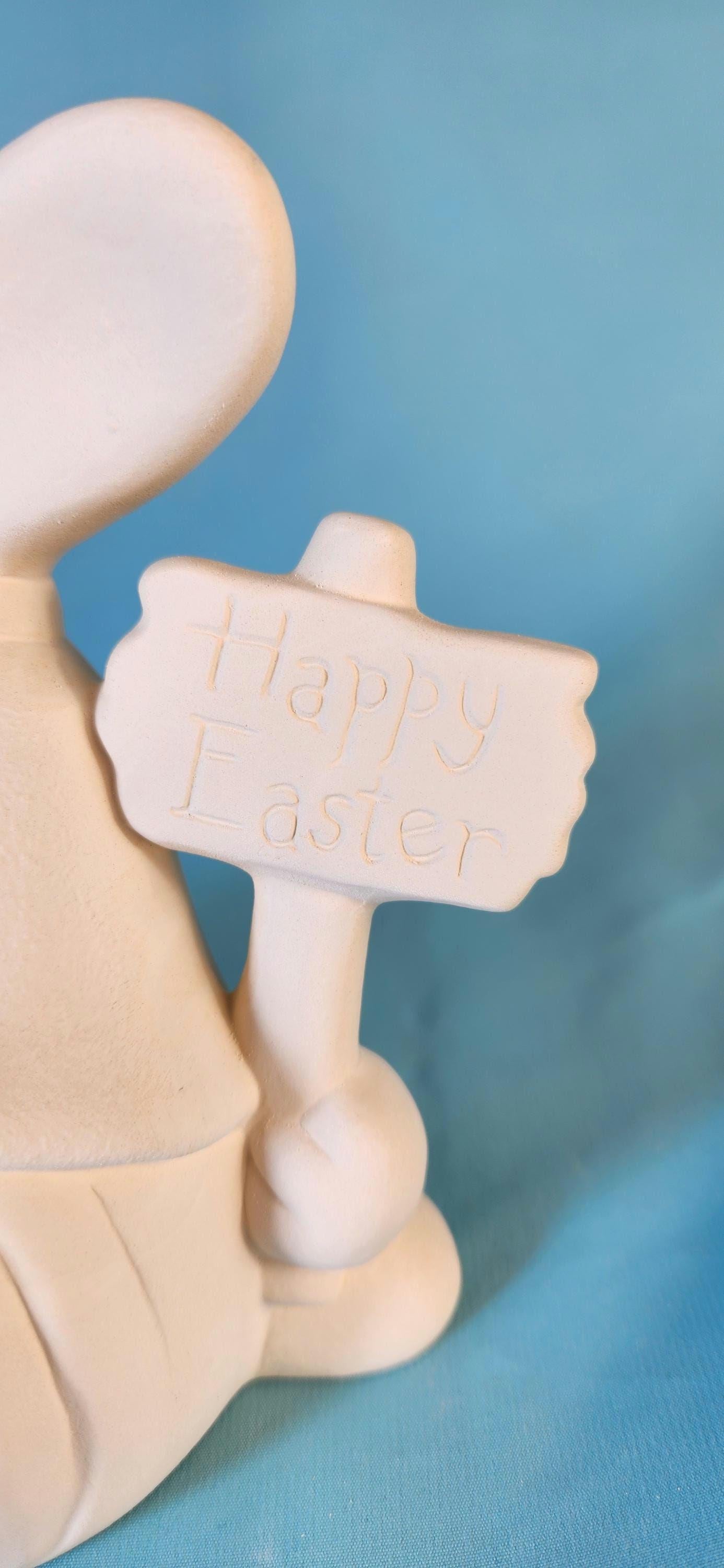 Unpainted Ceramic Easter Gnome Basket - DIY Craft Project for Kids & Adults - Whimsical Holiday Decor