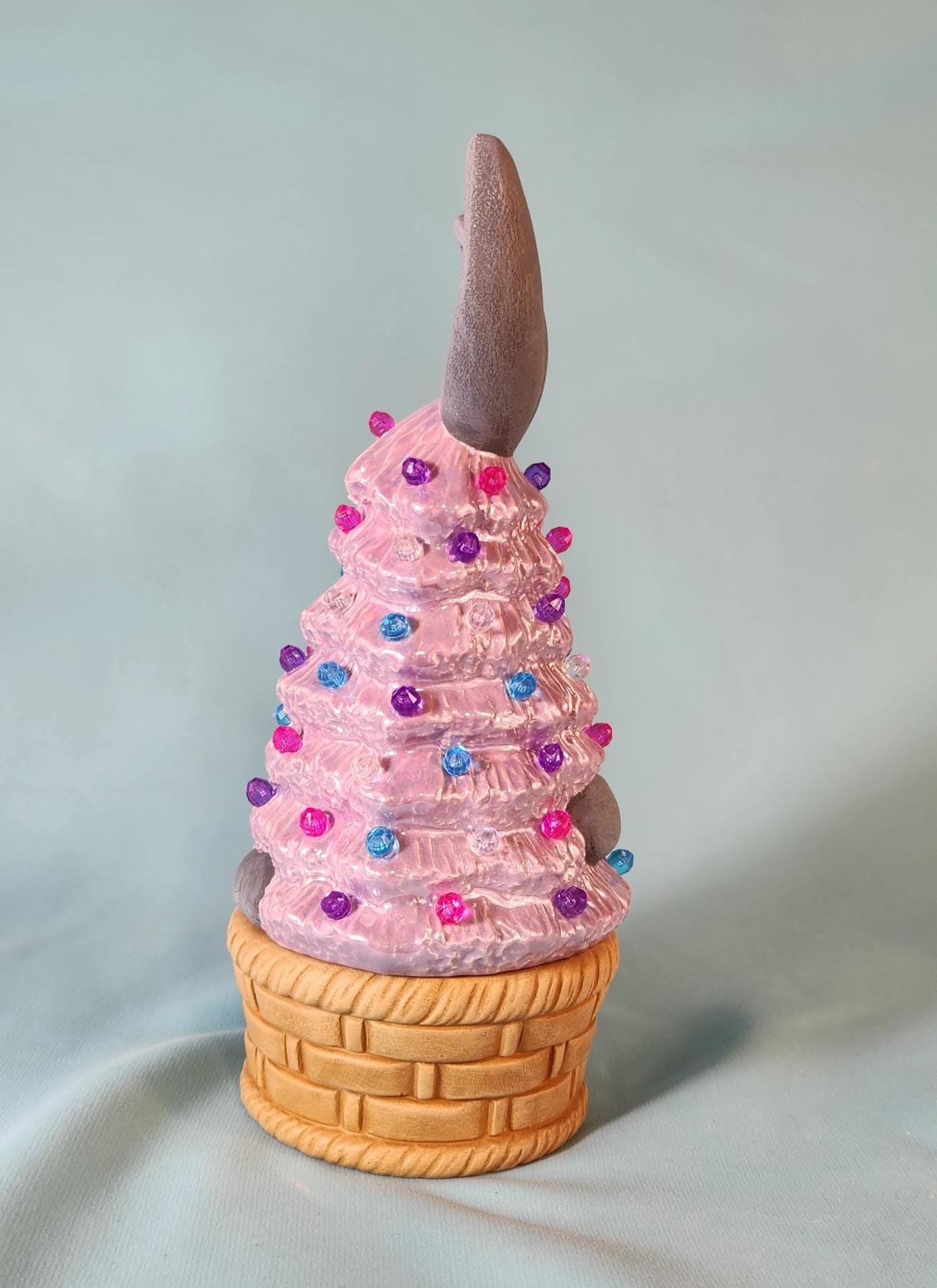 Petite Mother of Pearl Easter Bunny Tree with LED Lights - Handcrafted Tabletop Decor